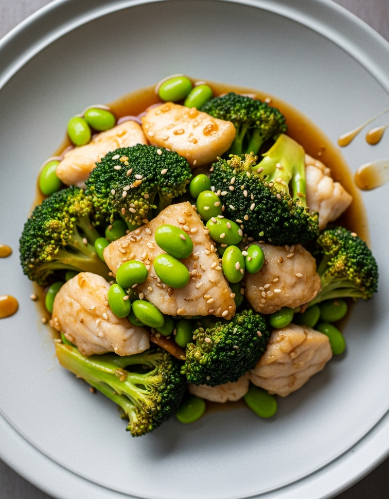 Asian-Inspired Fish Stir-Fry with Broccoli and Edamame