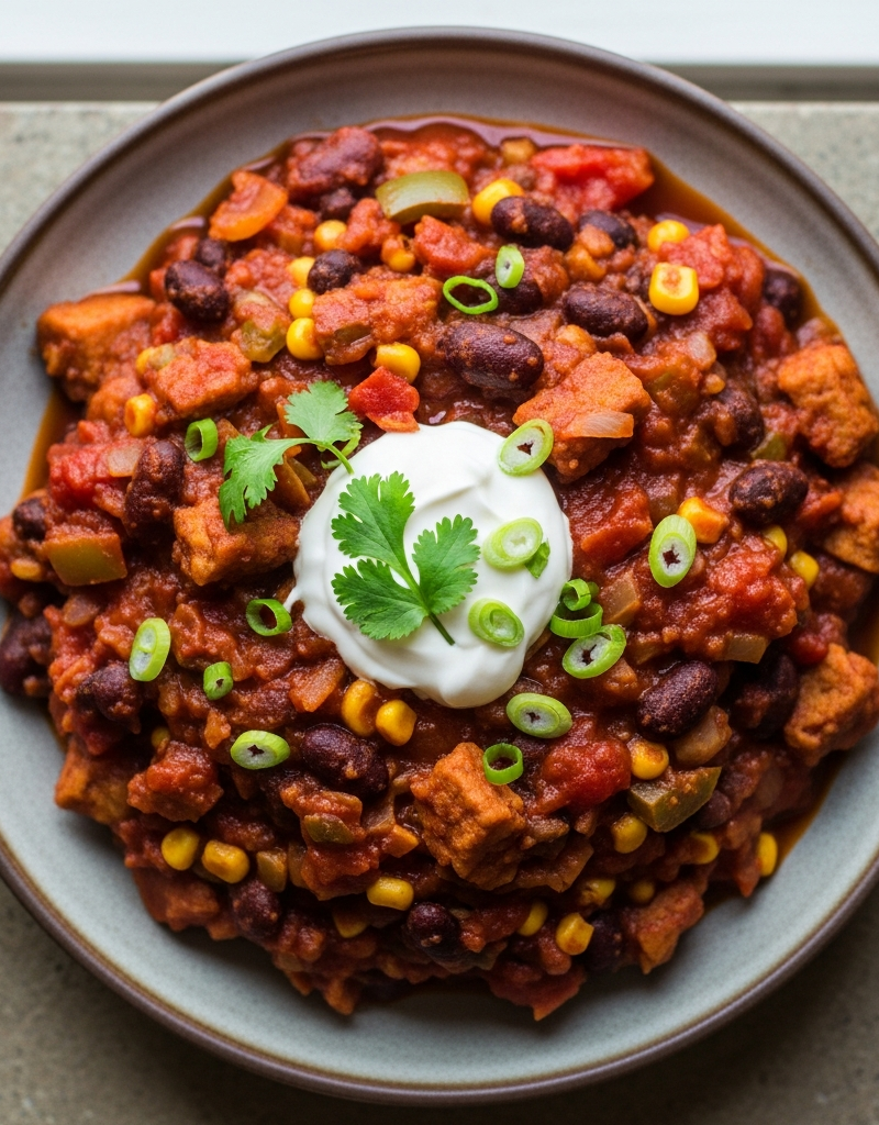 Quick High-Protein Vegan Seitan Chili