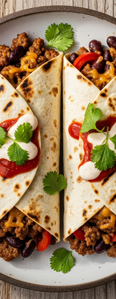 Spicy Beef and Bean Tortilla Wraps