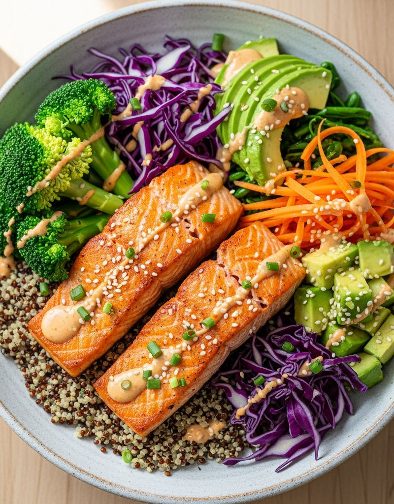 Salmon and Quinoa Buddha Bowl