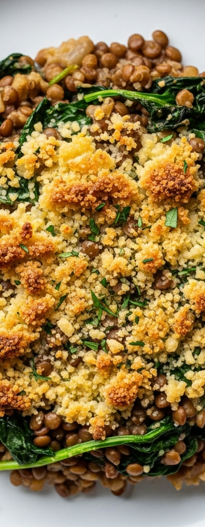 Quick Lentil and Spinach Gratin