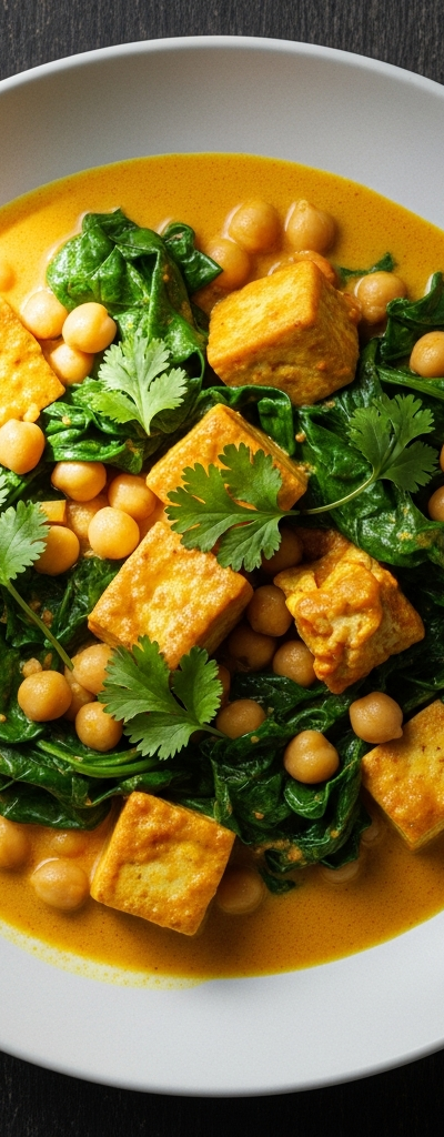 Tofu and Chickpea Curry with Spinach