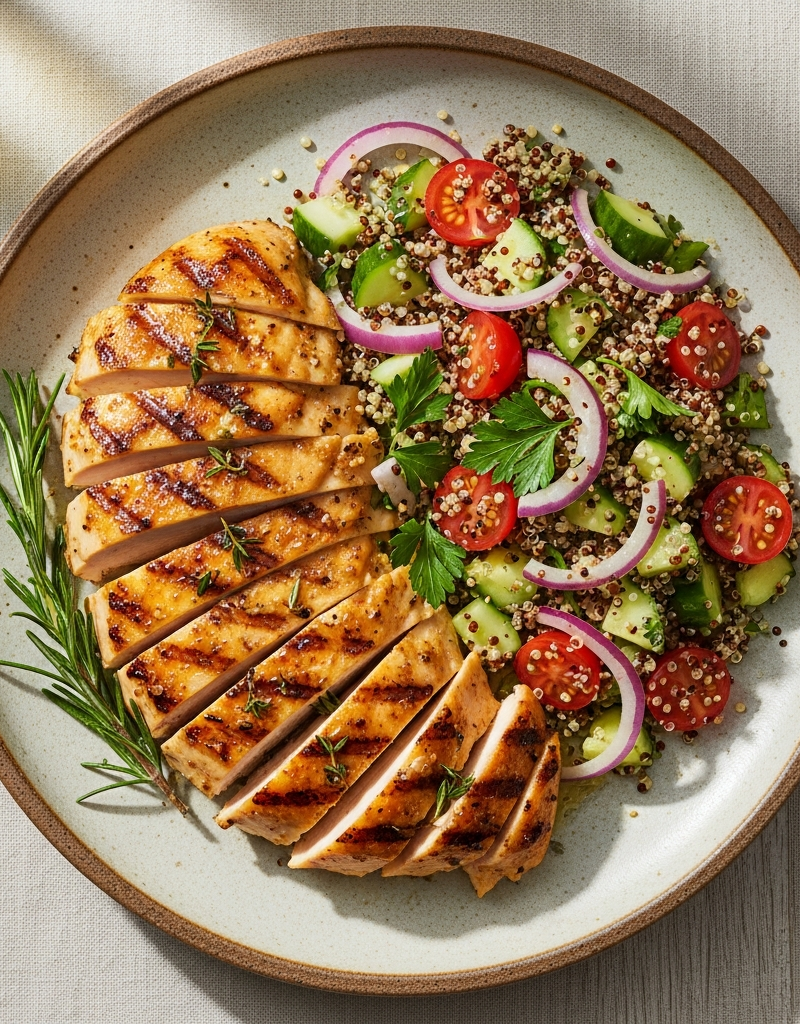 Lemon Herb Grilled Chicken with Quinoa Salad