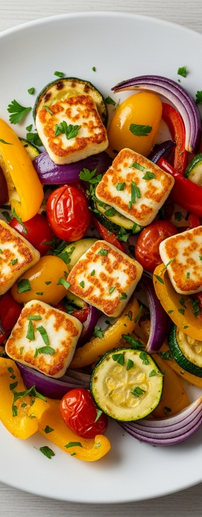 Quick Halloumi and Veggie Skillet