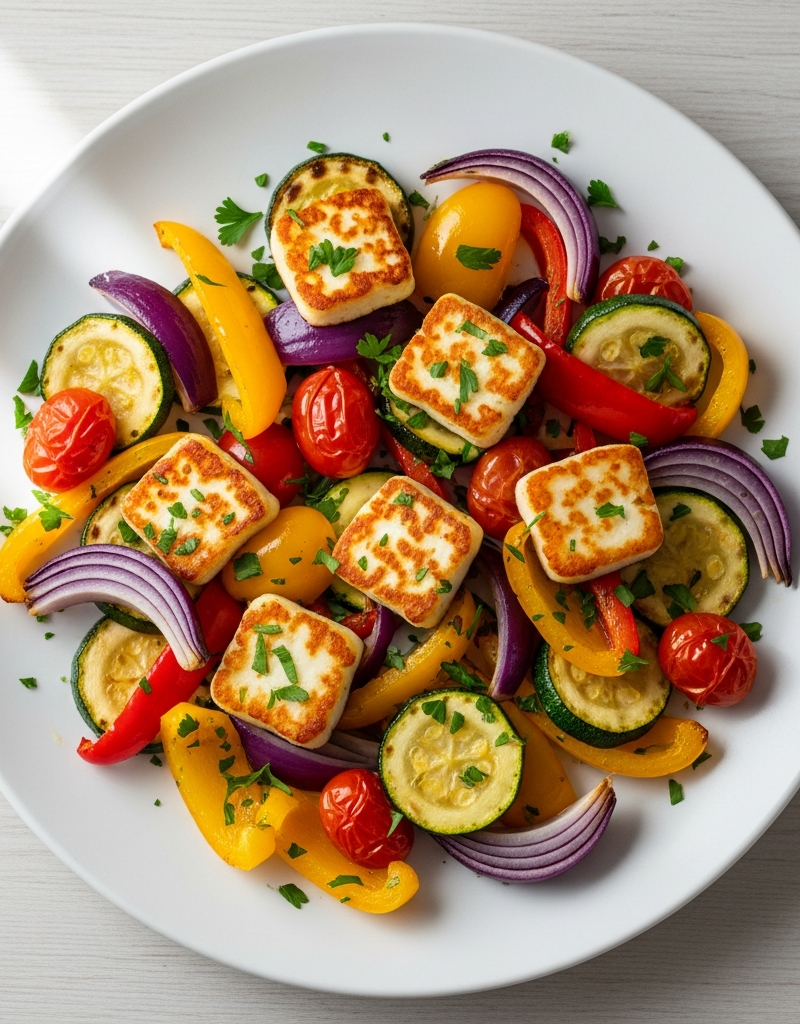 Quick Halloumi and Veggie Skillet