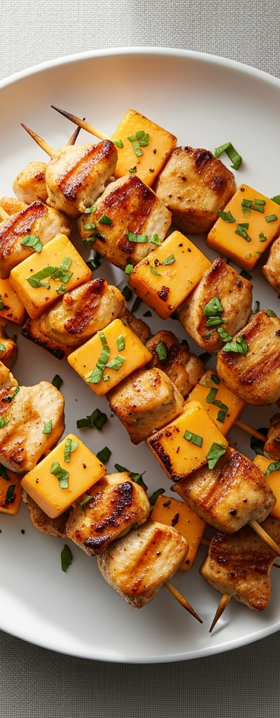 Keto Chicken and Cheese Skewers