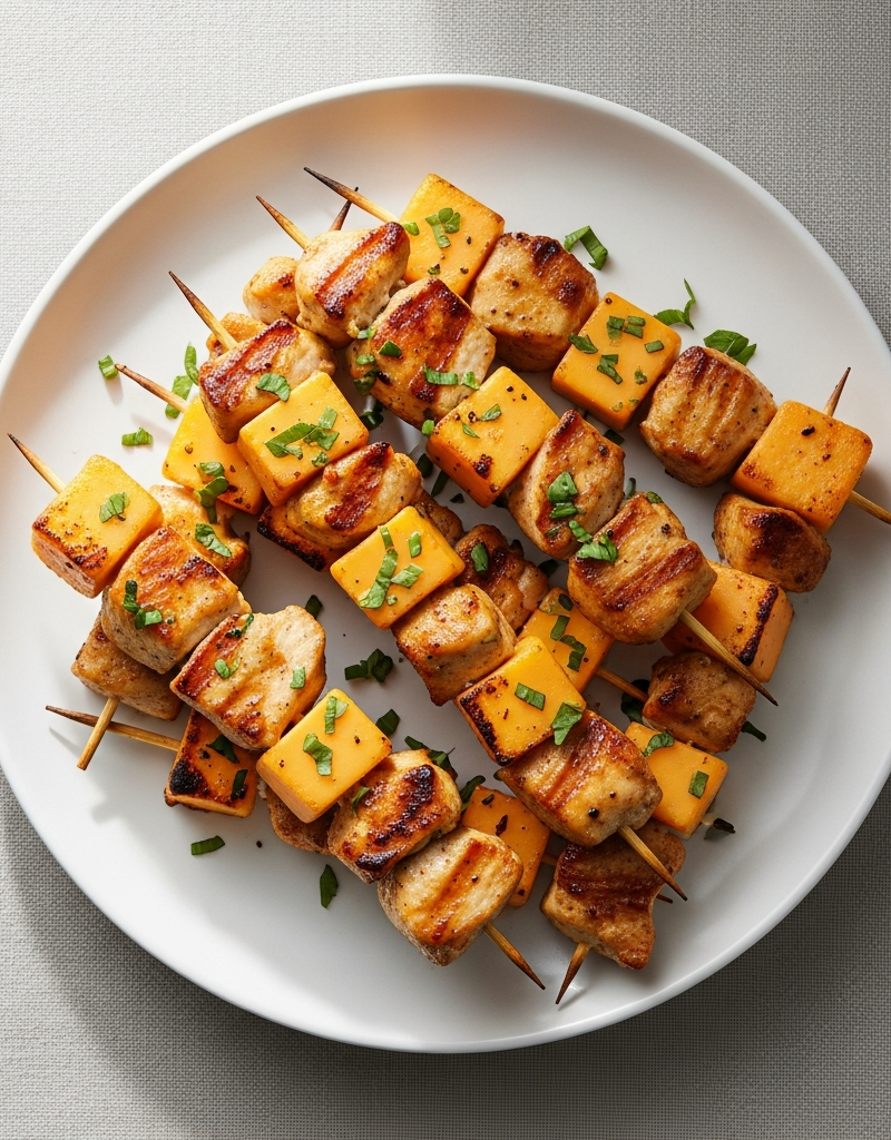 Keto Chicken and Cheese Skewers