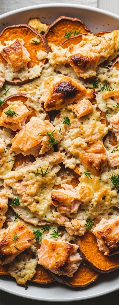 Baked Sweet Potato & Salmon Casserole