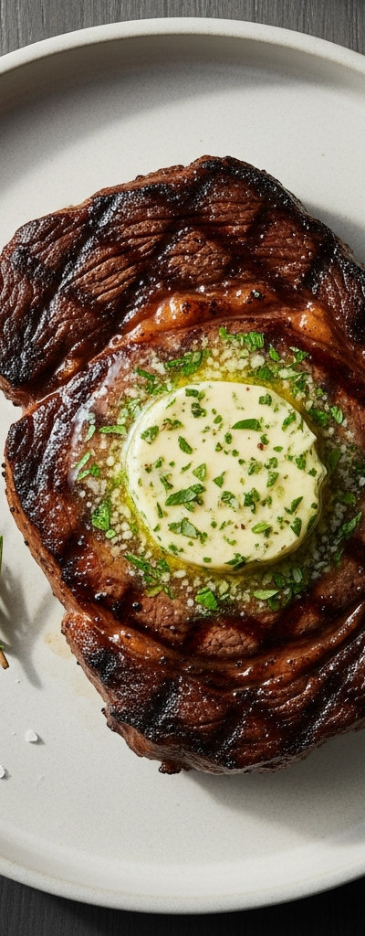 Pan-Seared Ribeye Steak with Herb Butter