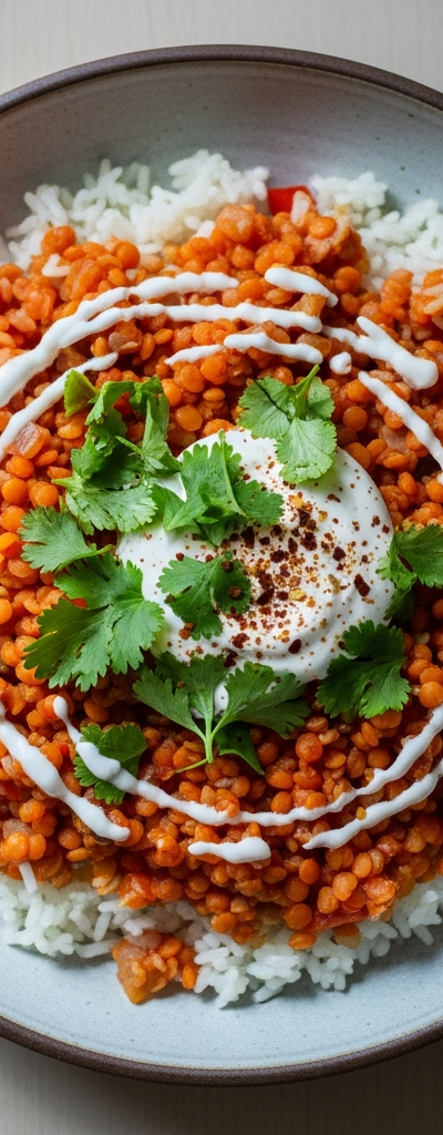 Spiced Red Lentil and Rice Skillet