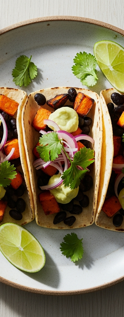 Spicy Sweet Potato and Black Bean Tacos