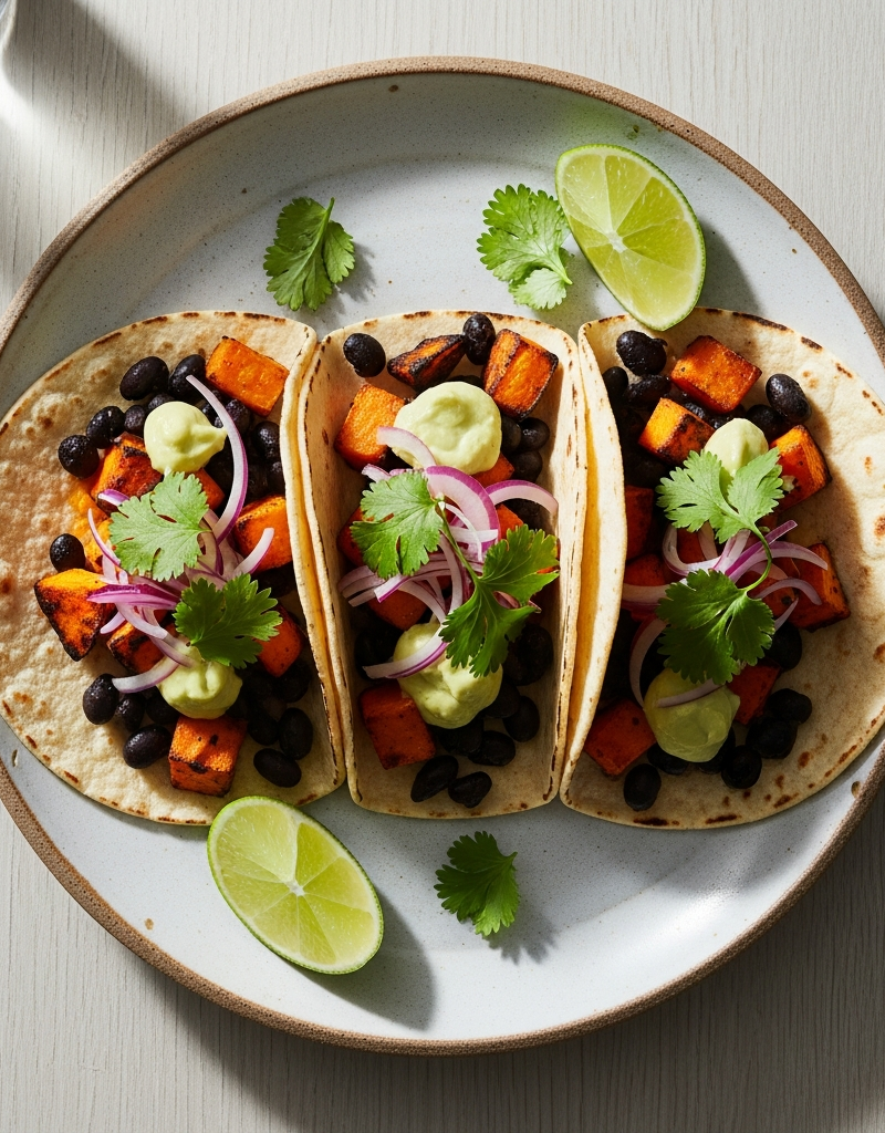 Spicy Sweet Potato and Black Bean Tacos