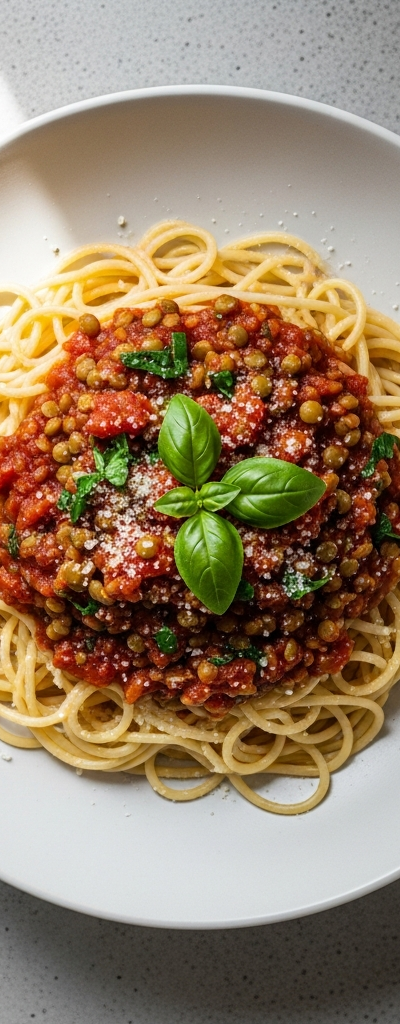 Spaghetti with Lentil Tomato Sauce