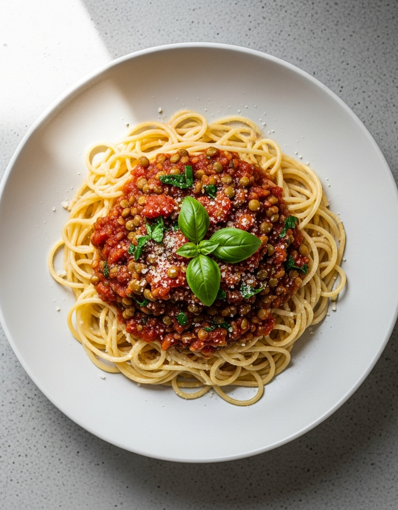 Spaghetti with Lentil Tomato Sauce