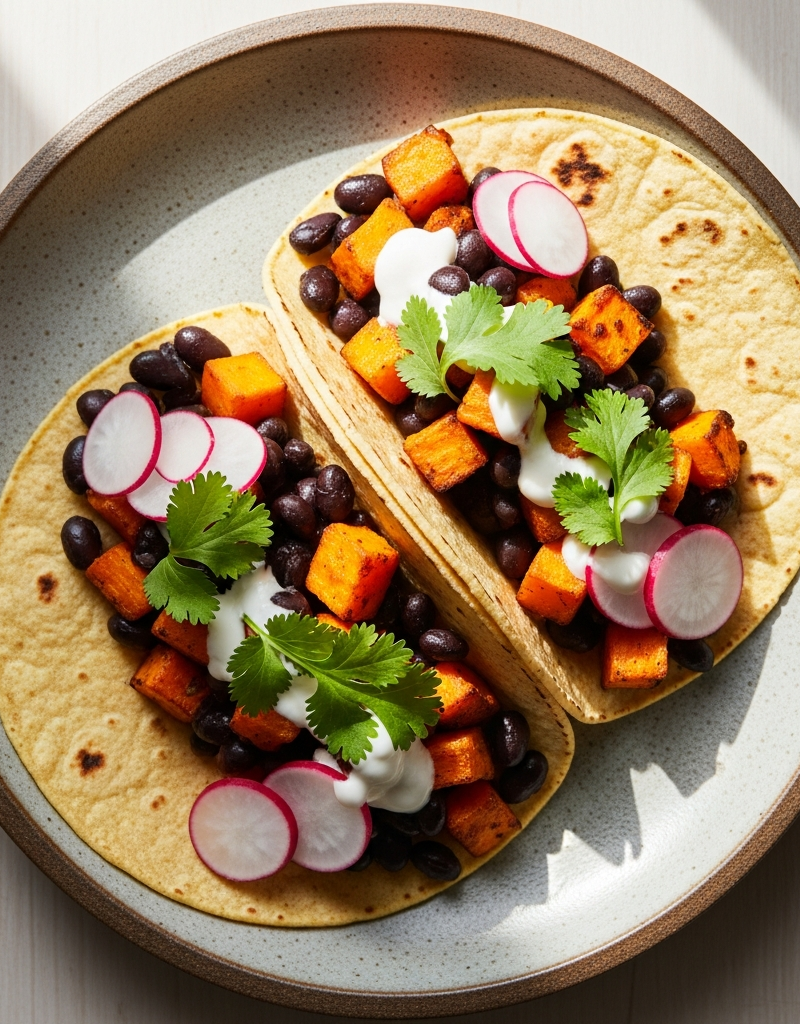 Quick Sweet Potato & Black Bean Tacos