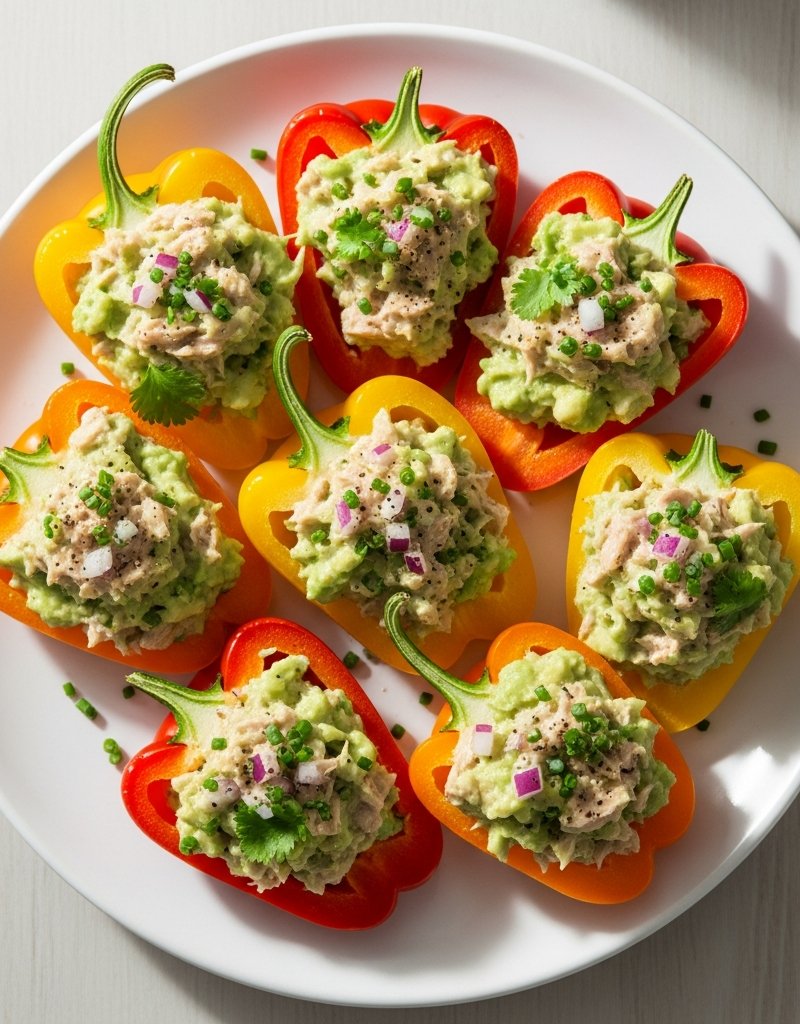 Stuffed Mini Bell Peppers with Tuna and Avocado