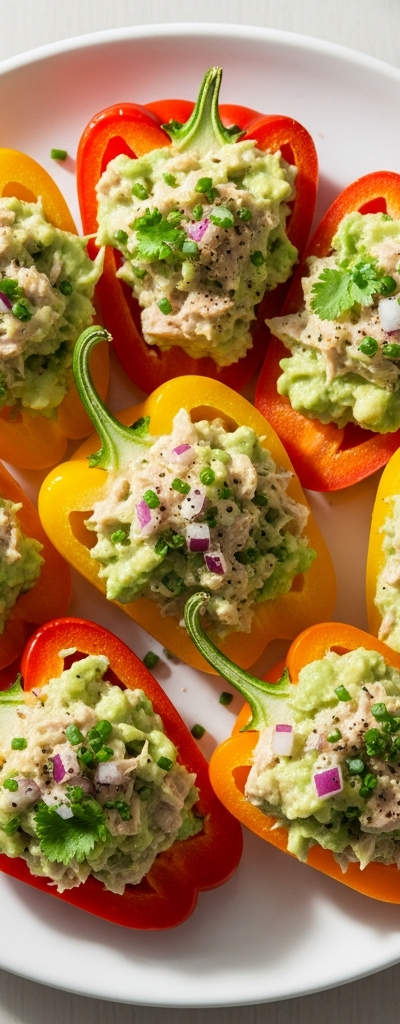 Stuffed Mini Bell Peppers with Tuna and Avocado