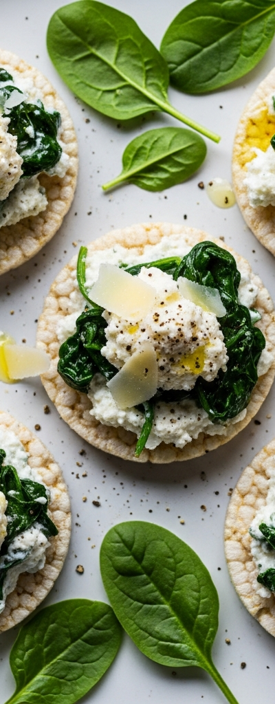 Ricotta and Spinach Rice Cake Toppers