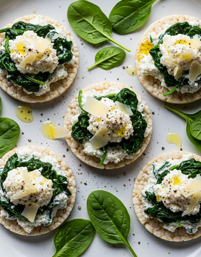 Ricotta and Spinach Rice Cake Toppers