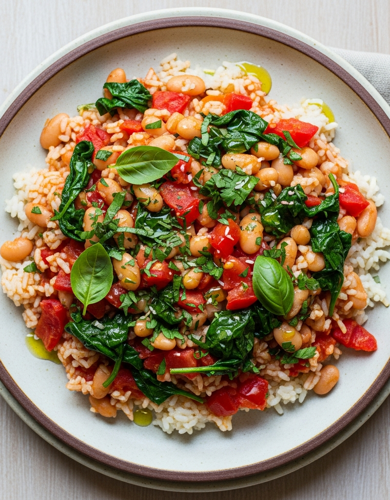 White Bean and Tomato Rice Skillet