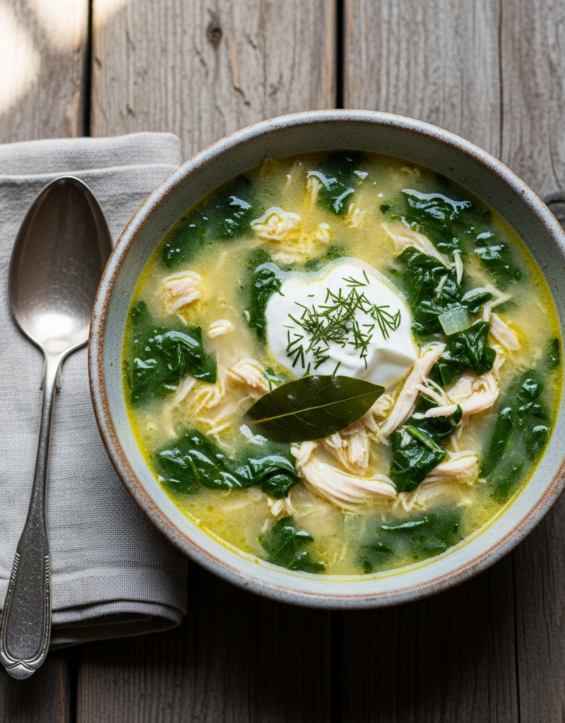 Greek Yogurt Chicken and Spinach Soup