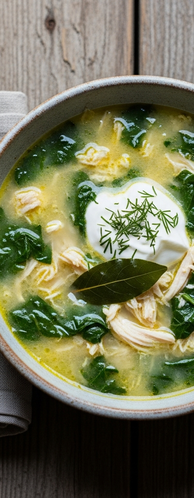 Greek Yogurt Chicken and Spinach Soup