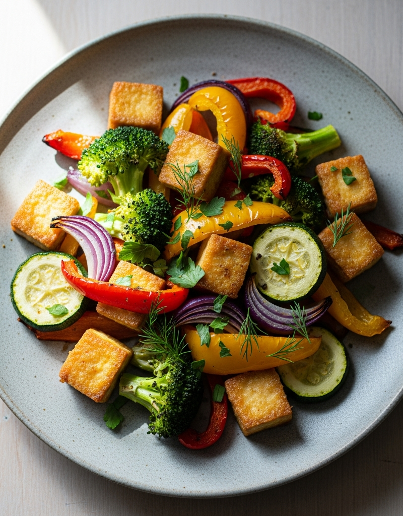 Crispy Tofu and Vegetable Bake