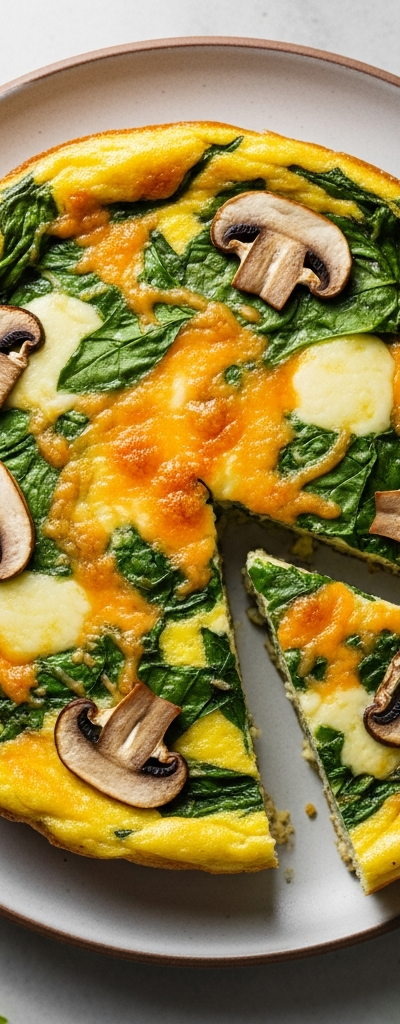 Cheesy Spinach and Mushroom Frittata