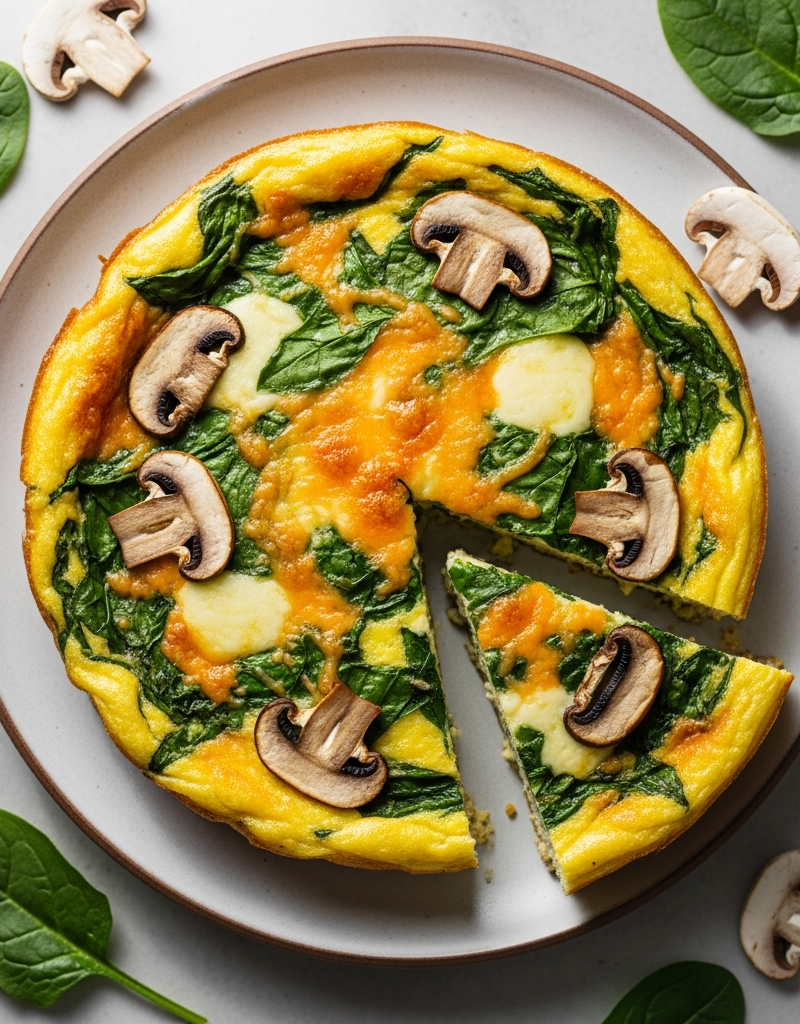 Cheesy Spinach and Mushroom Frittata