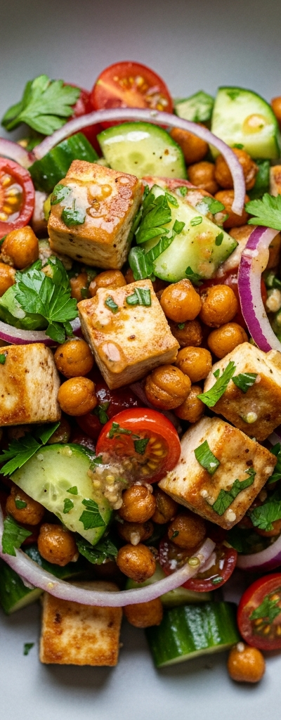 Tofu and Chickpea Protein Salad