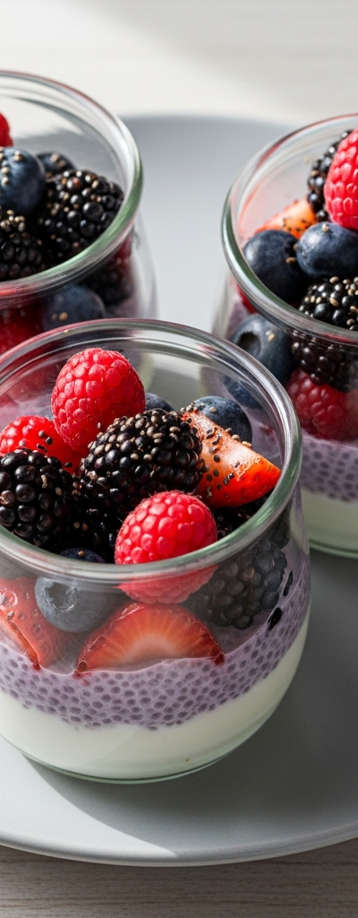Layered Yogurt Chia Berry Pots