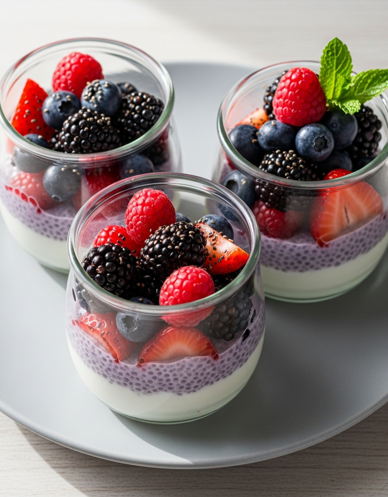 Layered Yogurt Chia Berry Pots