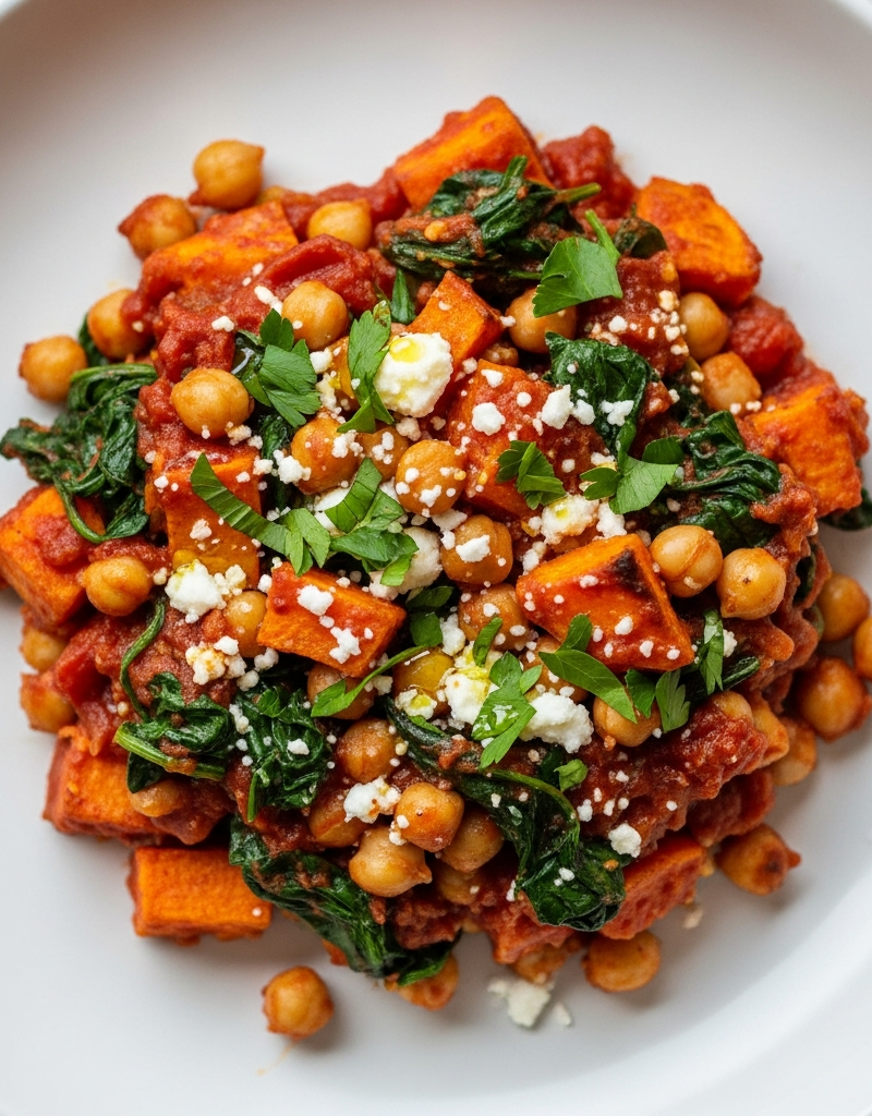 Mediterranean Sweet Potato & Chickpea Bake