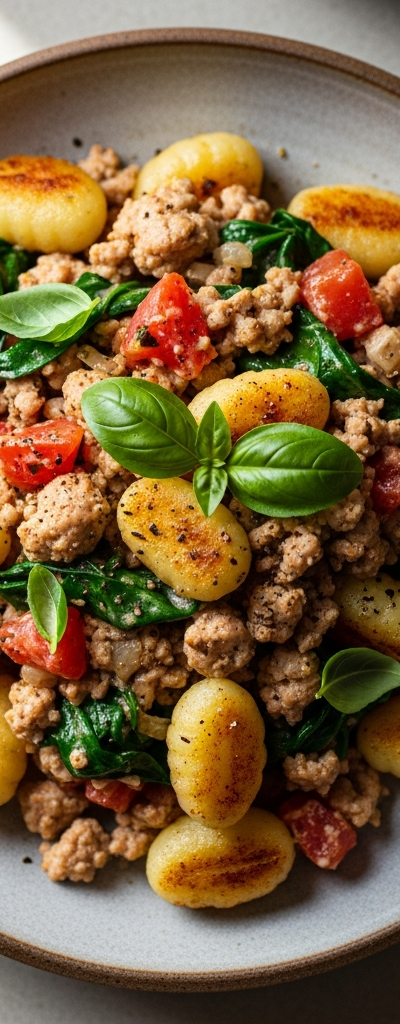 Quick Ground Turkey Gnocchi Bowl