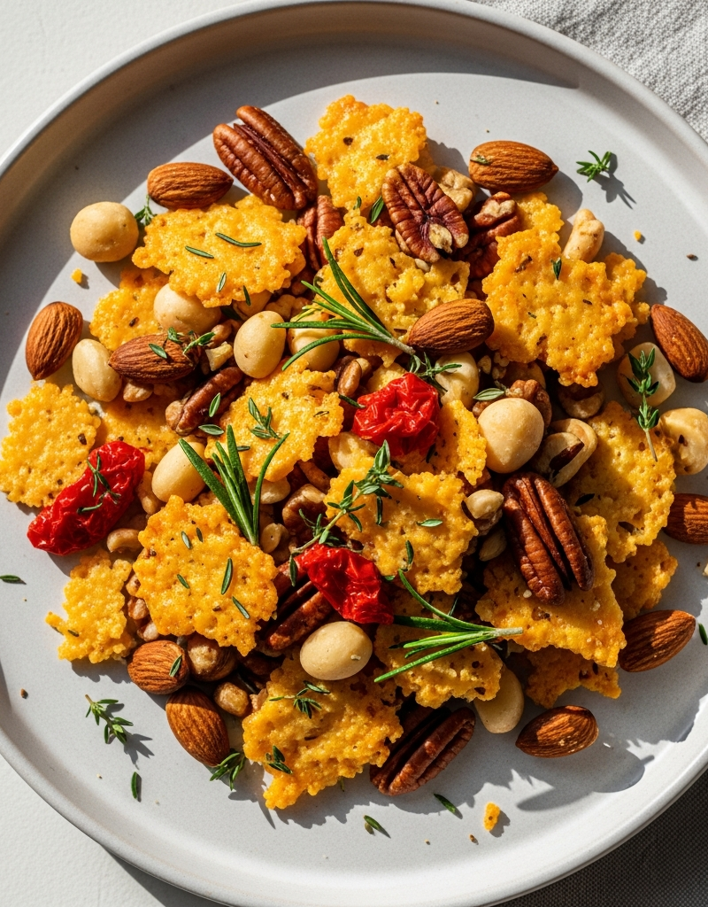 Crunchy Cheese and Nut Snack Mix