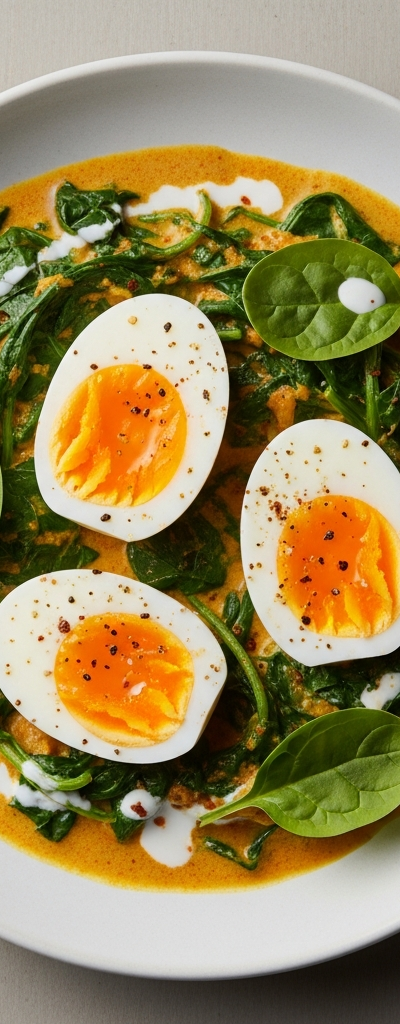 Egg Curry with Spinach and Coconut Milk