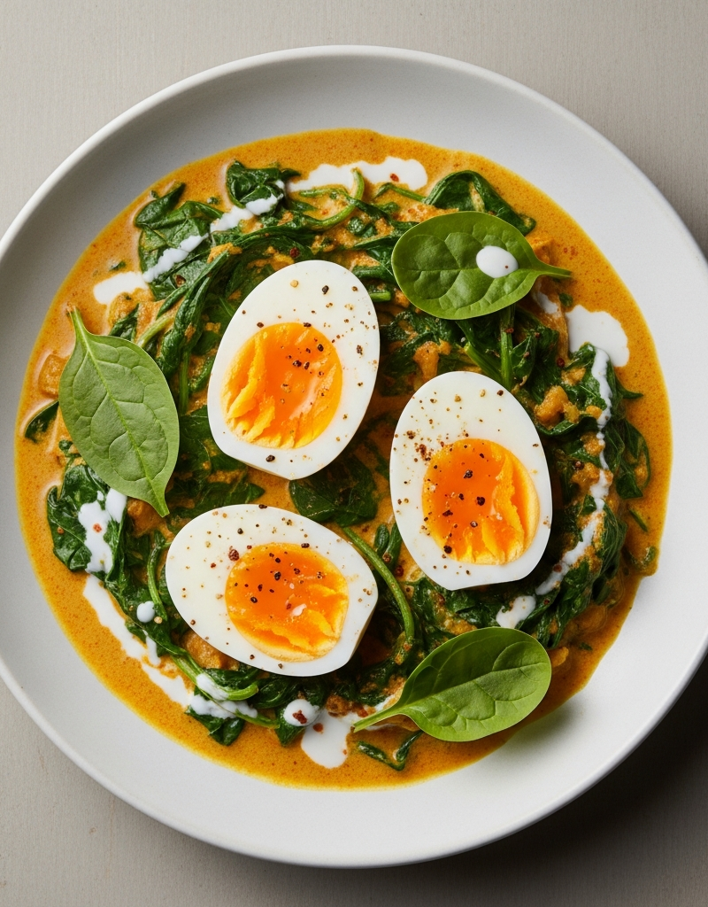 Egg Curry with Spinach and Coconut Milk