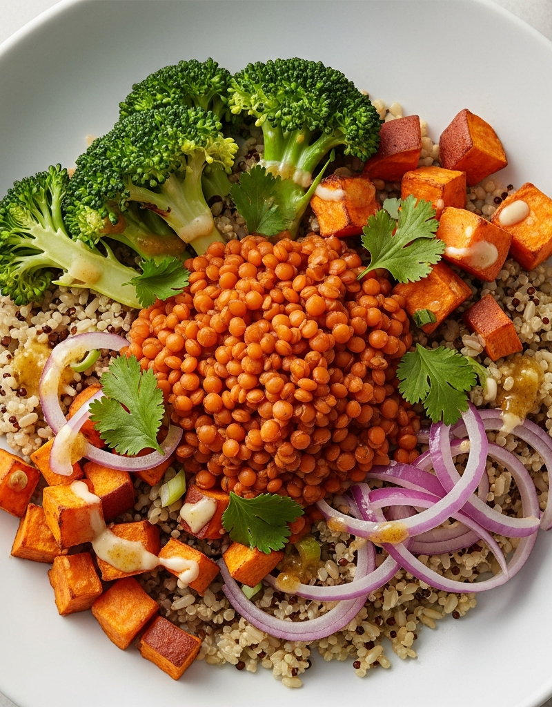 Red Lentil and Vegetable Grain Bowl