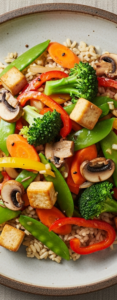 Vegetable Stir-Fry with Tofu and Brown Rice