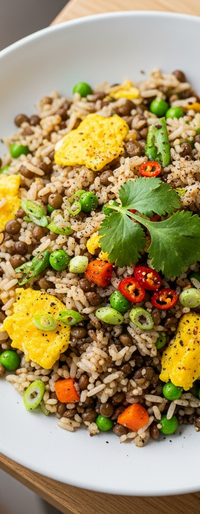 Egg and Lentil Fried Rice