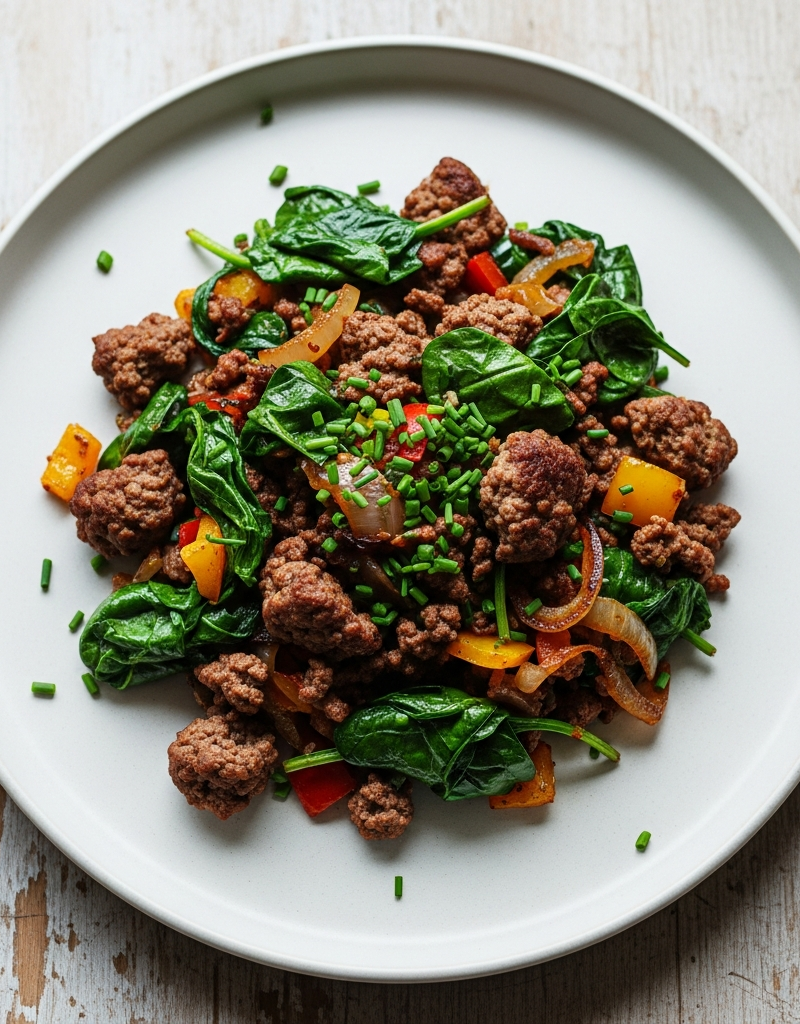 Beef and Spinach Skillet Hash