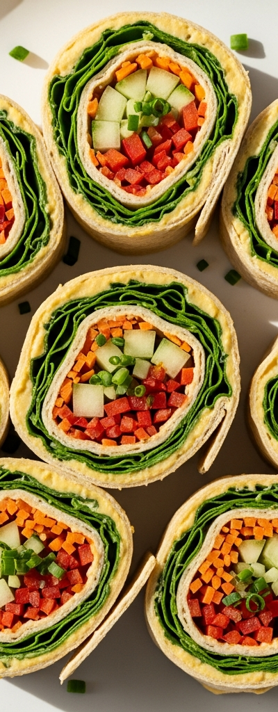 Vegetarian Hummus and Veggie Pinwheels