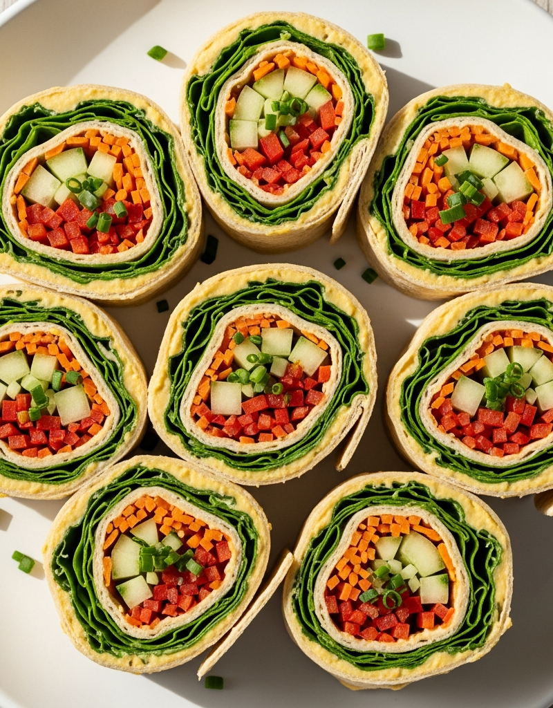 Vegetarian Hummus and Veggie Pinwheels