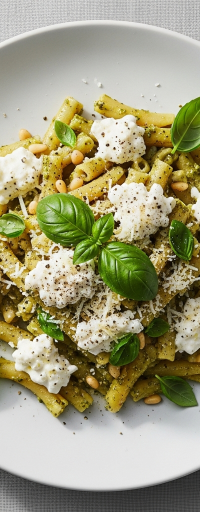 Cottage Cheese Pesto Pasta
