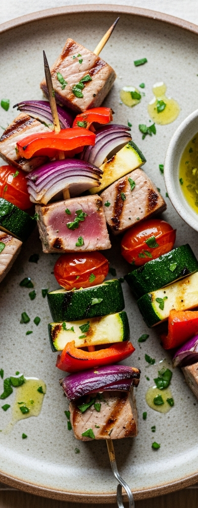 Grilled Tuna and Vegetable Skewers