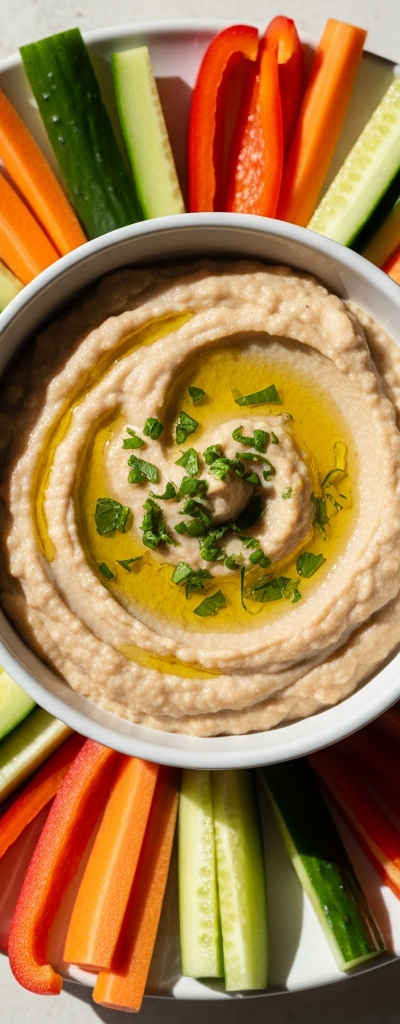 Creamy White Bean Dip with Veg Sticks