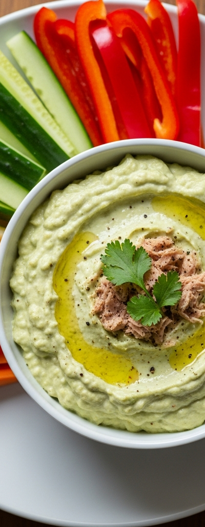 Creamy Avocado and Tuna Dip with Veggie Sticks