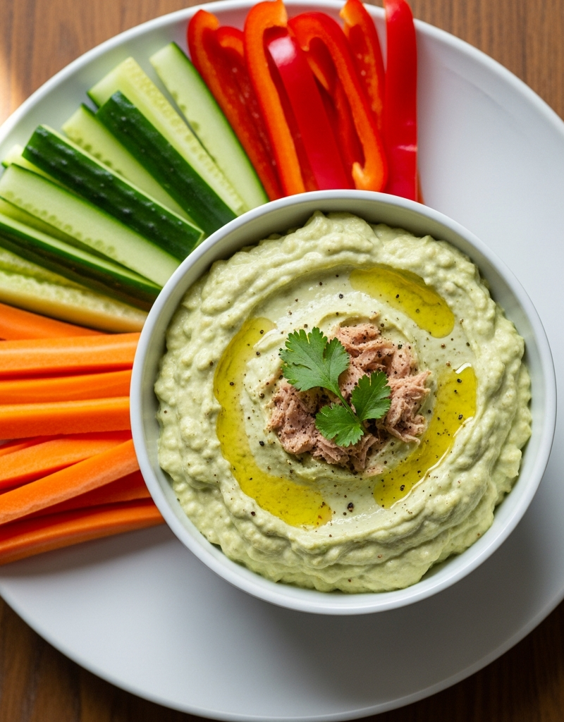 Creamy Avocado and Tuna Dip with Veggie Sticks