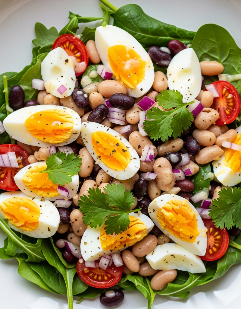 High Protein Egg and Bean Salad Bowl