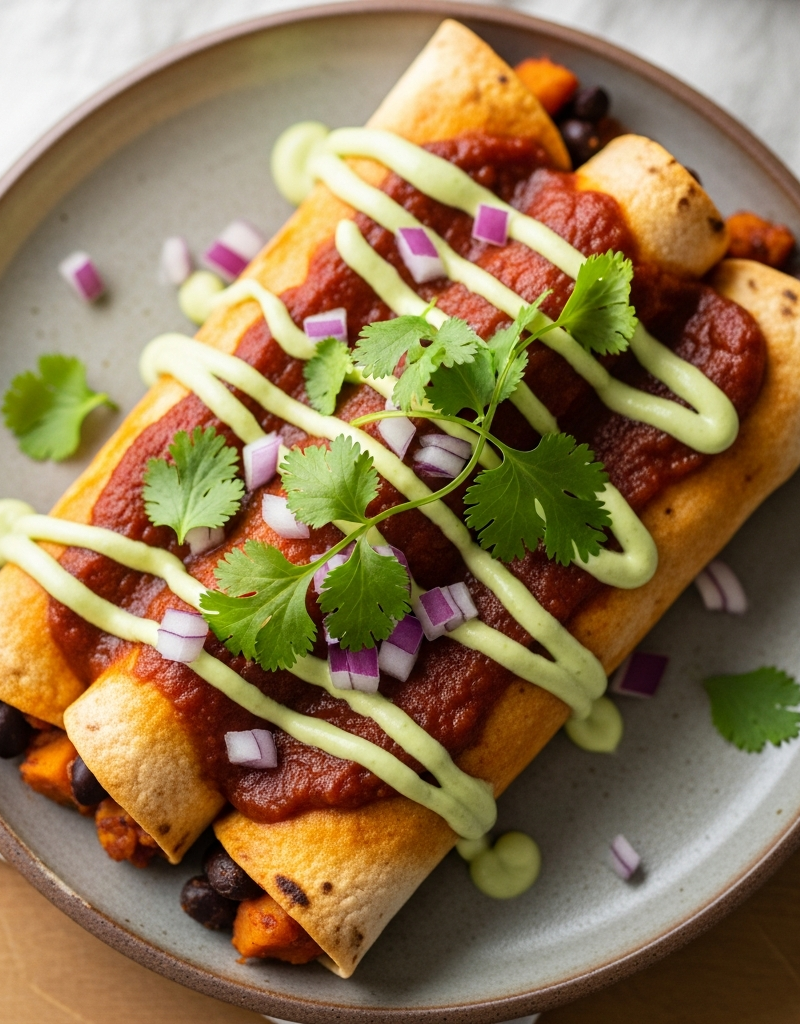 Sweet Potato and Black Bean Enchiladas